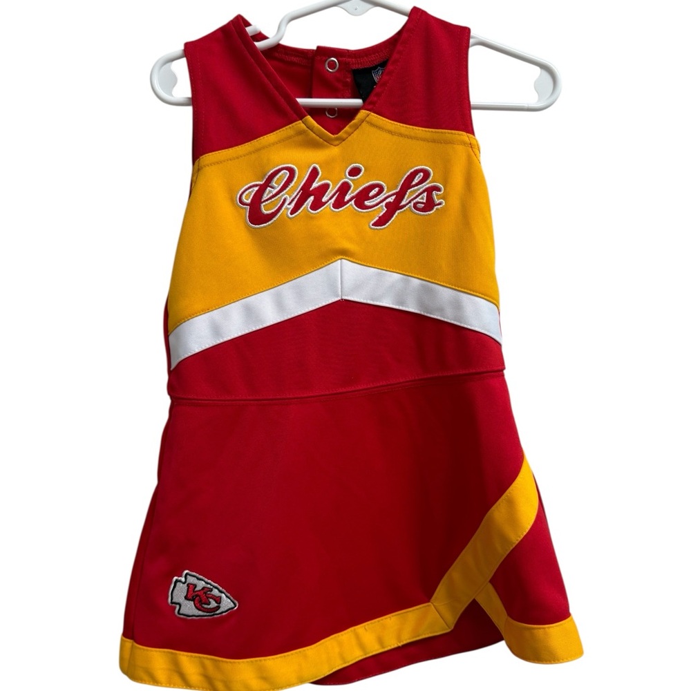 NFL TEAM APPAREL Kids Red and Gold Chiefs Cheerleader Dress - Size 3T